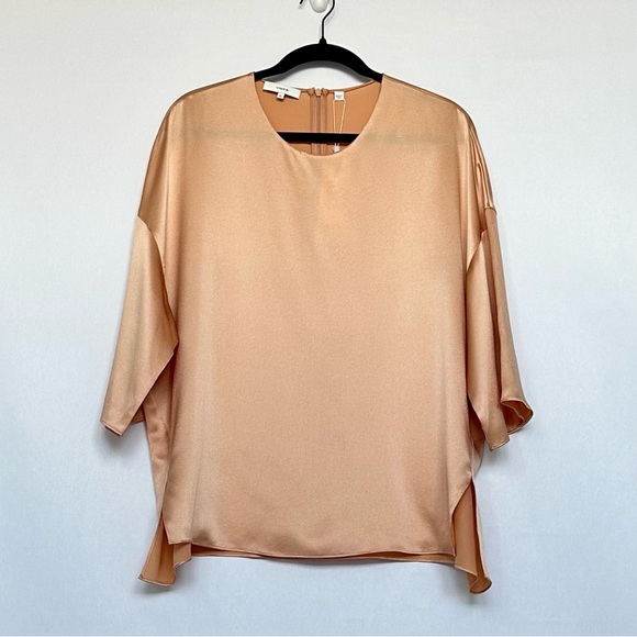 Vince Tops - Vince 100% Silk Satin Bias Tee in Pecan | XL | NWT